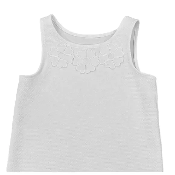 NWT Pappagallo Girls' Natural White Rosetta W/Floral Accent Shift Dress -M (7/8) - Picture 3 of 9